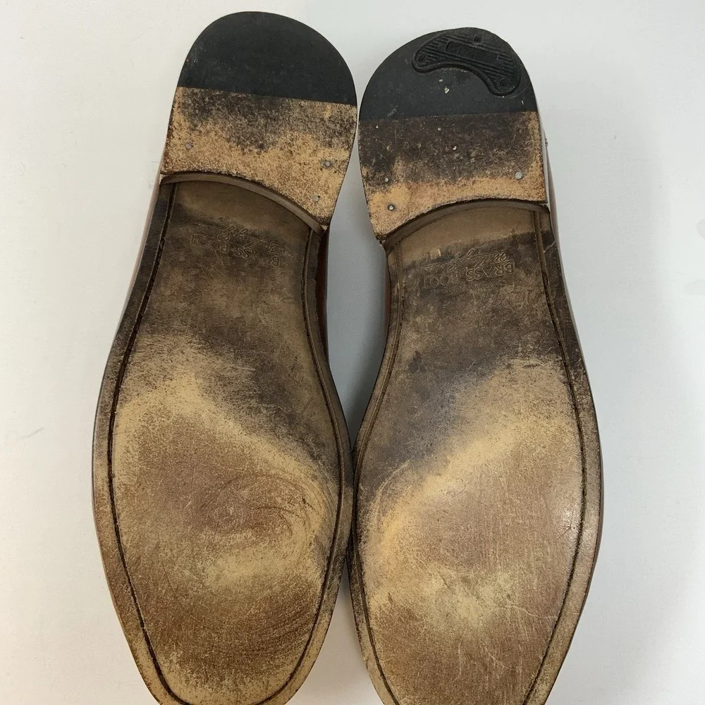 Brass Boot Mens 10.5 W‎ Tassel Sheep Skin Lining Brown Leather Loafer Shoes READ